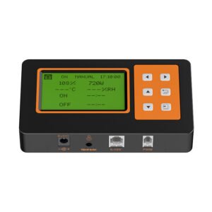 Controlador Universal Lazerlite con pantalla digital y salidas PWM y 0-10V para controlar intensidad y horarios de luminarias de cultivo.