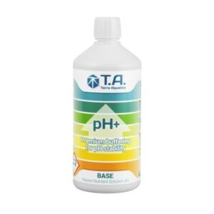 Botella de pH Up Terra Aquatica, solución líquida para subir el pH del agua y aportar silicato a las plantas.