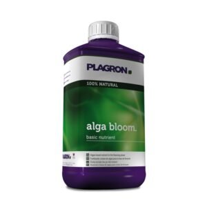 Botella de Alga Bloom Plagron, fertilizante orgánico-mineral para estimular la floración y fortalecer raíces y resistencia vegetal.