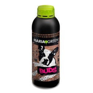 Botella de Maria Green Buds, bioestimulante para potenciar la floración y maduración de los cogollos.