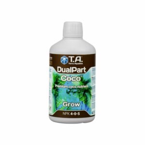 Botella de DualPart Coco Grow Terra Aquatica, fertilizante líquido para el crecimiento en sustrato de coco con calcio y magnesio.