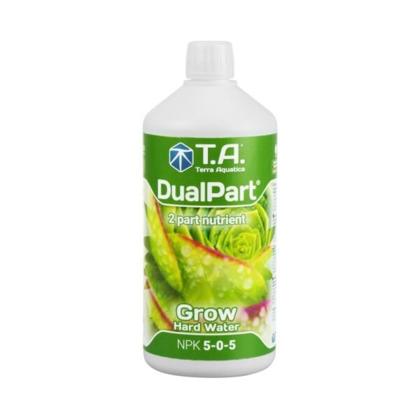 Utiliza el DualPart Grow Agua Dura para un crecimiento potente de tus plantas