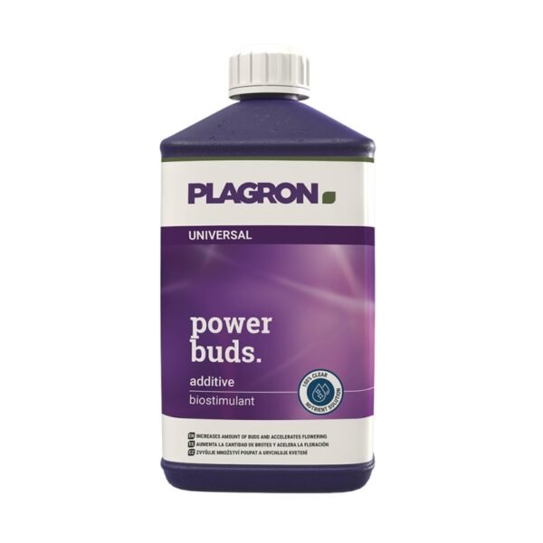 Power Buds Plagron, estimulador de floración que acelera la producción de brotes y flores abundantes.