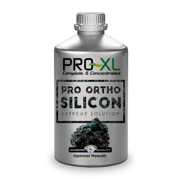 Botella de PRO ORTHO SILICON PRO-XL, aditivo de silicio concentrado para fortalecer tallos y raíces.