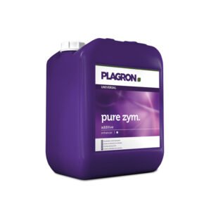 Botella de Pure Zym Plagron, compuesto enzimático para mejorar la absorción de nutrientes y la salud del sustrato.