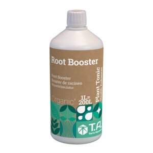 Botella de Root Booster Terra Aquatica, estimulador natural de raíces con vitaminas, enzimas y ácidos húmicos para plántulas y esquejes.