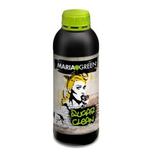 Botella de Maria Green Sugar Clean, limpiador de raíces y sustratos para eliminar sales y residuos en la fase final del cultivo.