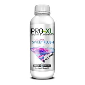 Botella de Organic Sweet Flush PRO-XL, solución orgánica para limpieza de residuos y mejora del sabor en la floración.