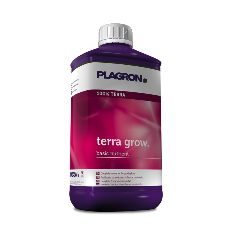 Terra Grow Plagron fertilizante biomineral líquido para crecimiento de plantas.